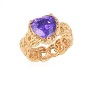 Purple Cubic Zircon ❤️ Ring Ion plated Yellow Gold over 316 Stainless Steel